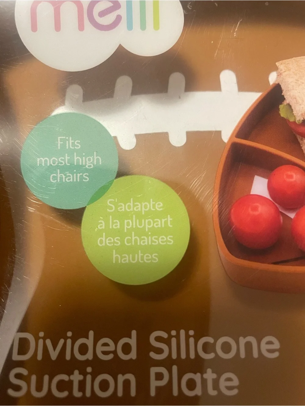 Melli Football Divided Silicone Suction Plate Kids Toddler Feeding - New